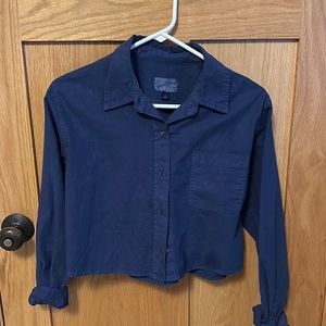 cropped button down shirt